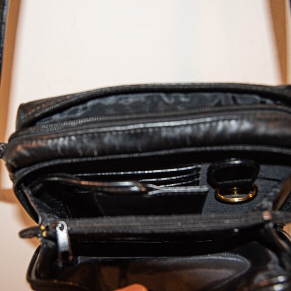 Vintage Etienne Aigner Cross Body Leather Bad Black - Picture 6 of 8